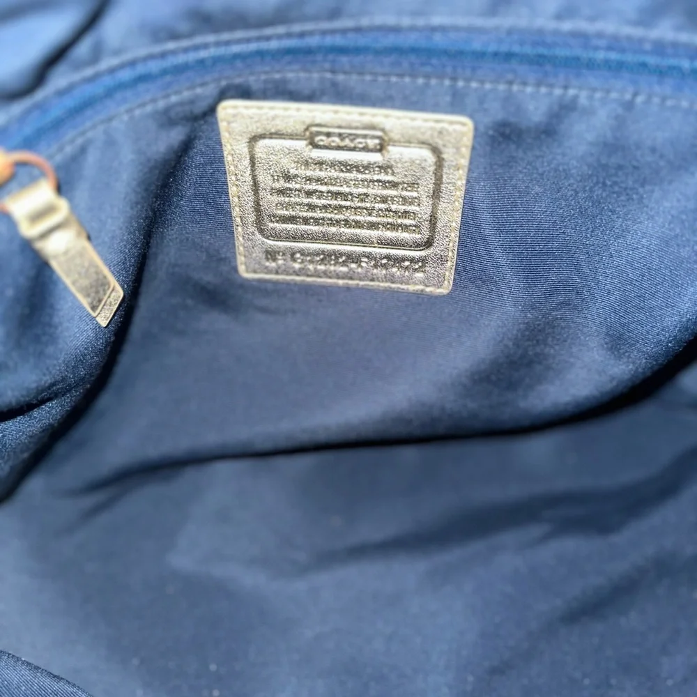 Coach Poppy Signature Limited Edition Script Lurex Hobo Shoulder Bag - Dark Navy - Picture 5 of 10